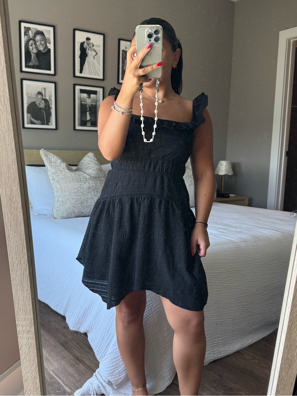 Black Ruffled One-Shoulder Summer Dress